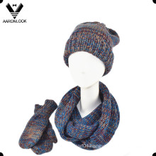 Fashion 3PC Winter Knitted Scarf Hat Glove Set